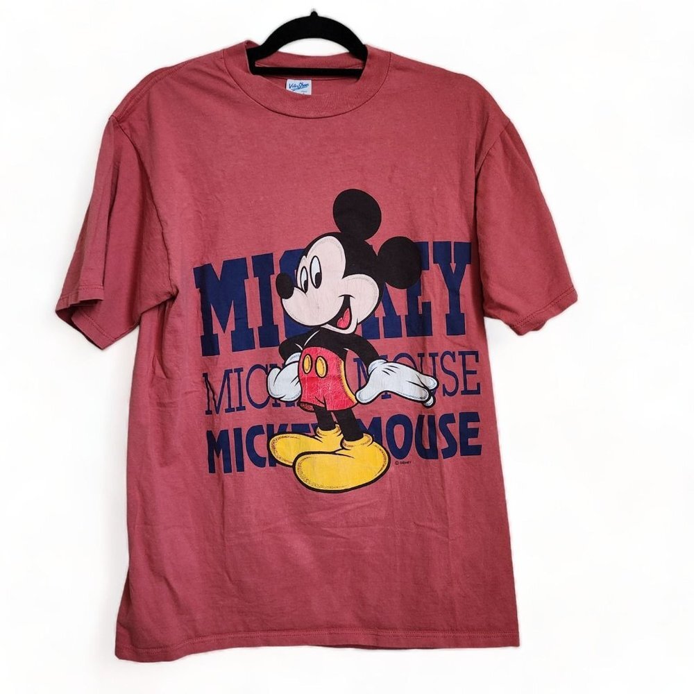 Vintage 90s Velva Sheen Mickey Mouse T shirt‎ USA Adult Size Large
